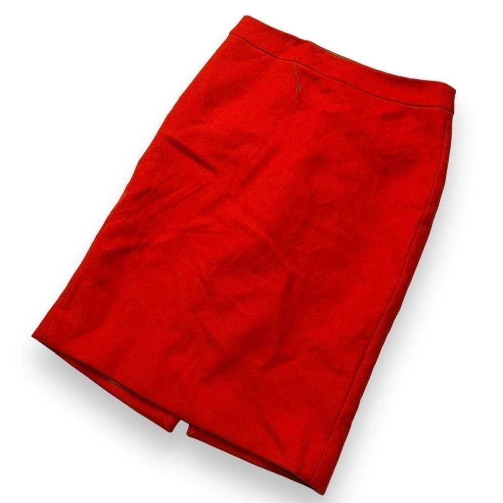 J. CREW No 2 Pencil Skirt Vibrant Flame Orange Double Serge Wool Sz 0 #47314